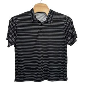 Etonic XL Black Striped Polyester Short Sleeve Men's Performance Golf Polo Shirt